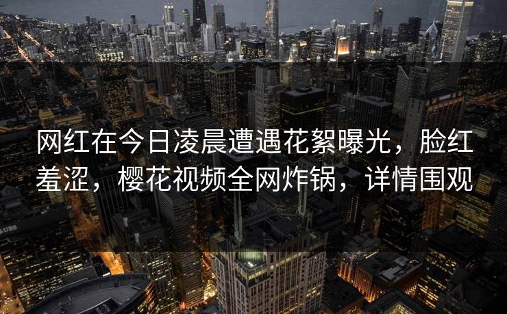 网红在今日凌晨遭遇花絮曝光，脸红羞涩，樱花视频全网炸锅，详情围观