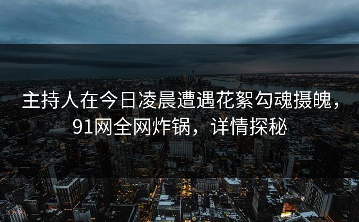 主持人在今日凌晨遭遇花絮勾魂摄魄，91网全网炸锅，详情探秘