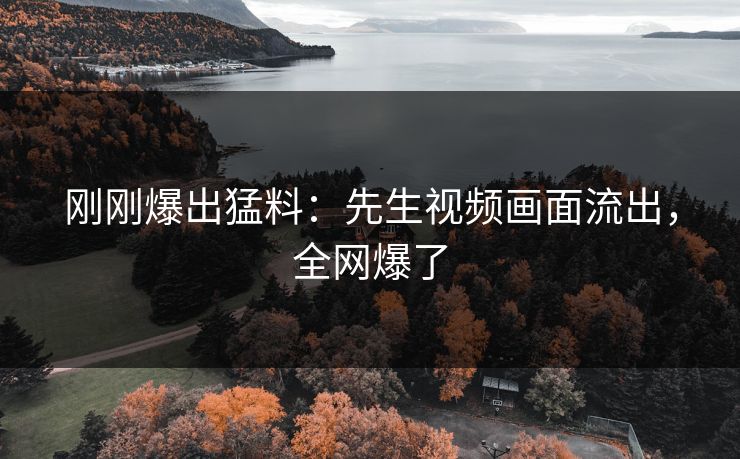 刚刚爆出猛料：先生视频画面流出，全网爆了
