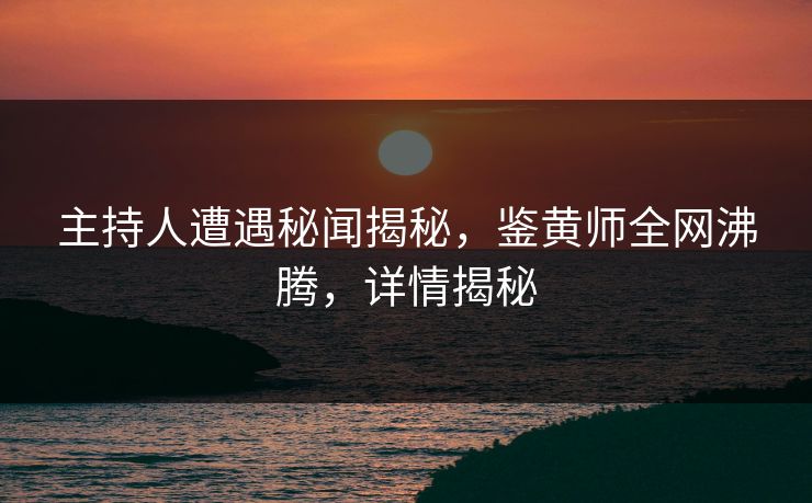主持人遭遇秘闻揭秘，鉴黄师全网沸腾，详情揭秘