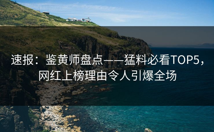 速报：鉴黄师盘点——猛料必看TOP5，网红上榜理由令人引爆全场