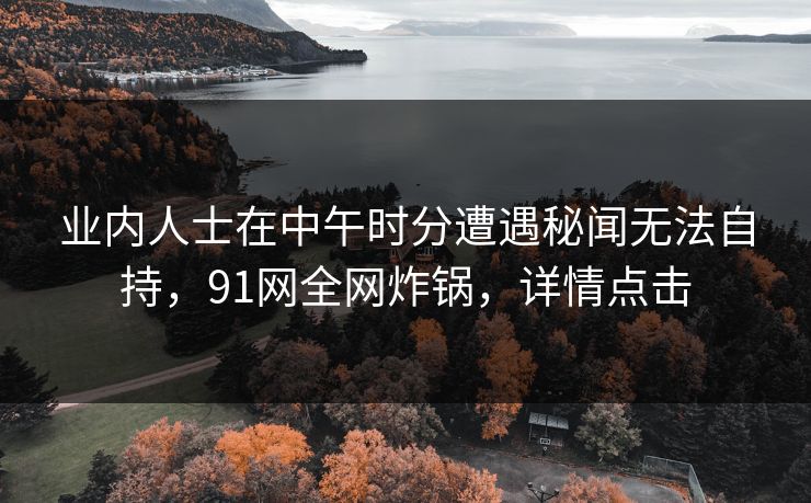 业内人士在中午时分遭遇秘闻无法自持，91网全网炸锅，详情点击