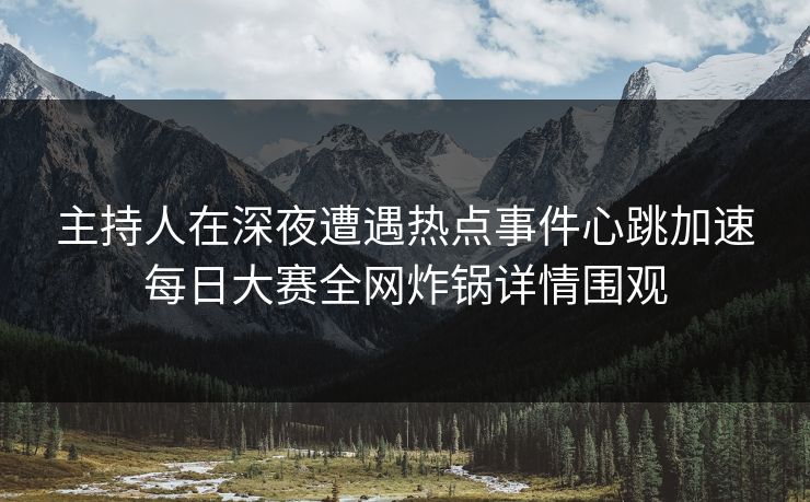 主持人在深夜遭遇热点事件心跳加速每日大赛全网炸锅详情围观