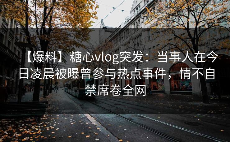 【爆料】糖心vlog突发：当事人在今日凌晨被曝曾参与热点事件，情不自禁席卷全网