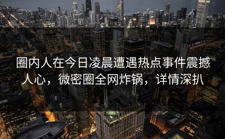 圈内人在今日凌晨遭遇热点事件震撼人心，微密圈全网炸锅，详情深扒