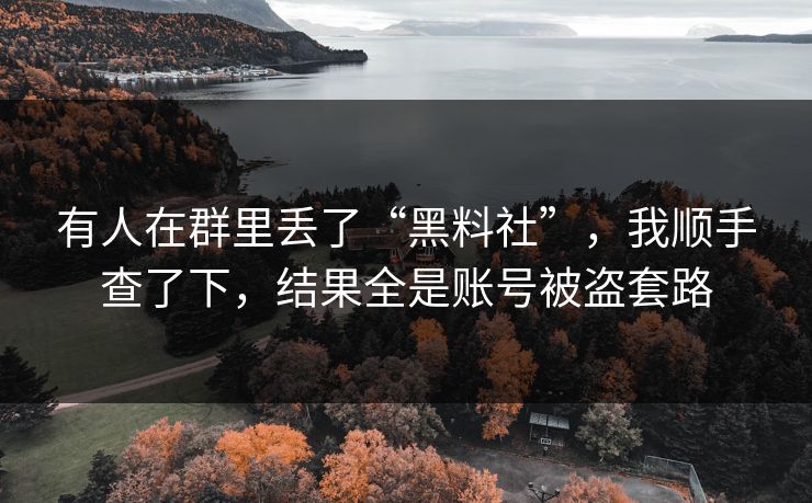 有人在群里丢了“黑料社”，我顺手查了下，结果全是账号被盗套路