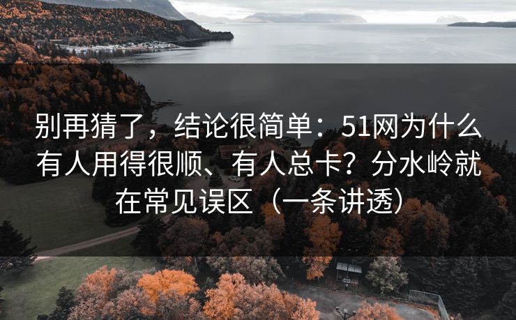 别再猜了，结论很简单：51网为什么有人用得很顺、有人总卡？分水岭就在常见误区（一条讲透）